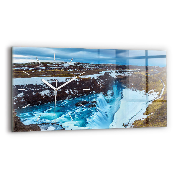 Zegar ścienny poziomy Wodospad Gullfoss na Islandii