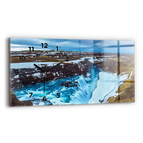 Zegar ścienny poziomy Wodospad Gullfoss na Islandii