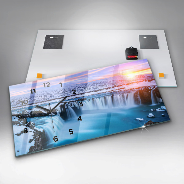 Zegar ścienny poziomy Wodospad Godafoss Islandia