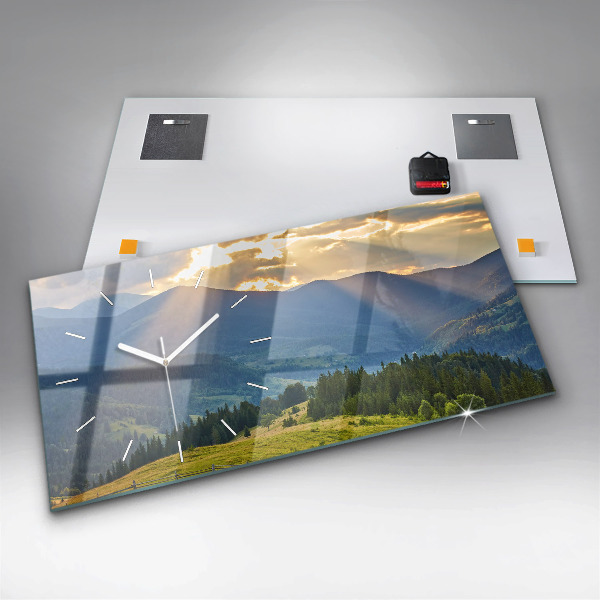 Zegar ścienny poziomy Krajobraz z lasami