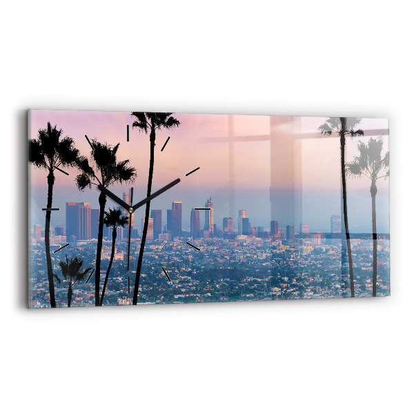 Zegar ścienny poziomy Zachód słońca Los Angeles