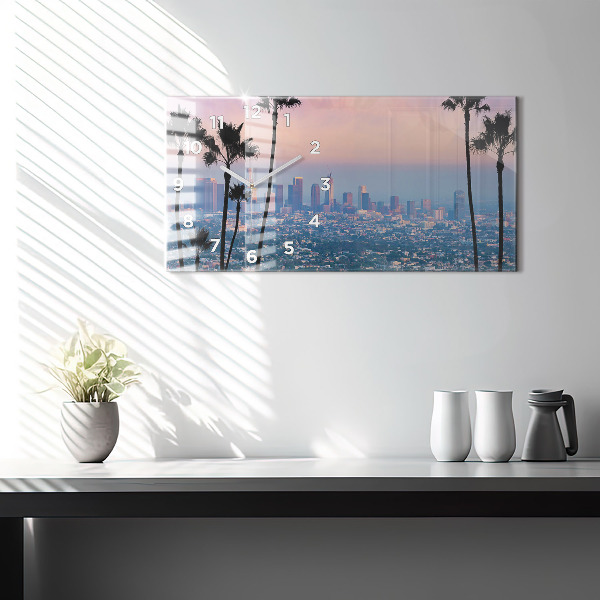 Zegar ścienny poziomy Zachód słońca Los Angeles