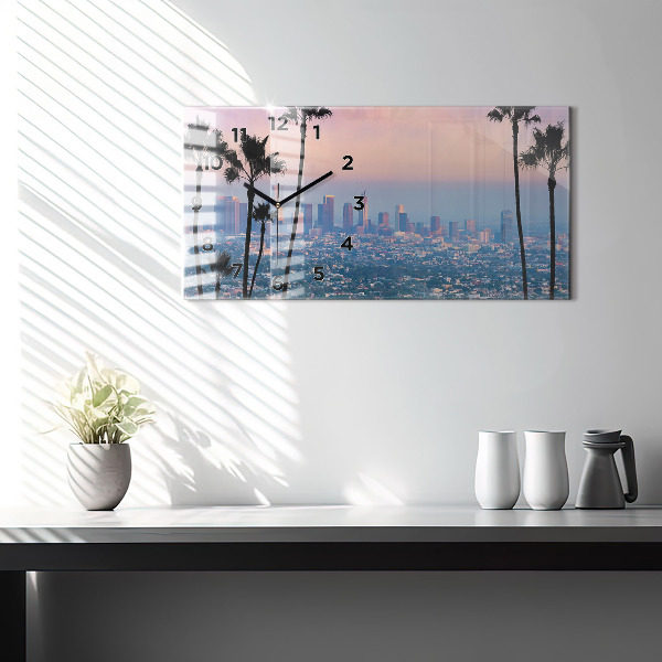 Zegar ścienny poziomy Zachód słońca Los Angeles