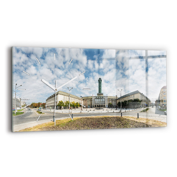 Zegar szklany poziomy Panorama miasta Ostrawa