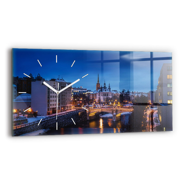 Zegar ścienny poziomy Panorama miasta Pilzno