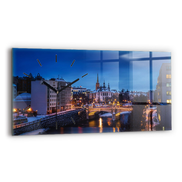 Zegar ścienny poziomy Panorama miasta Pilzno
