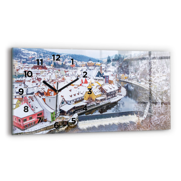 Zegar szklany poziomy Panorama miasta w zimie