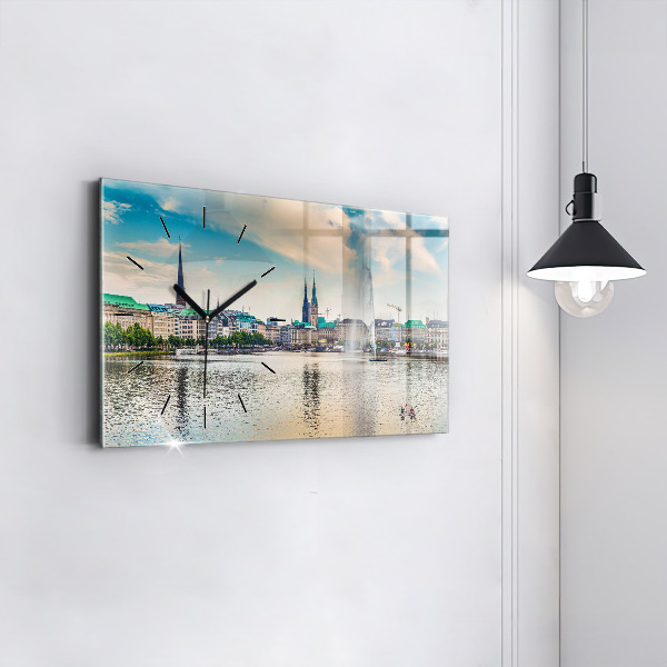 Zegar ścienny poziomy Binnenalster w Hamburgu