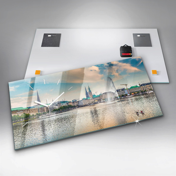 Zegar ścienny poziomy Binnenalster w Hamburgu