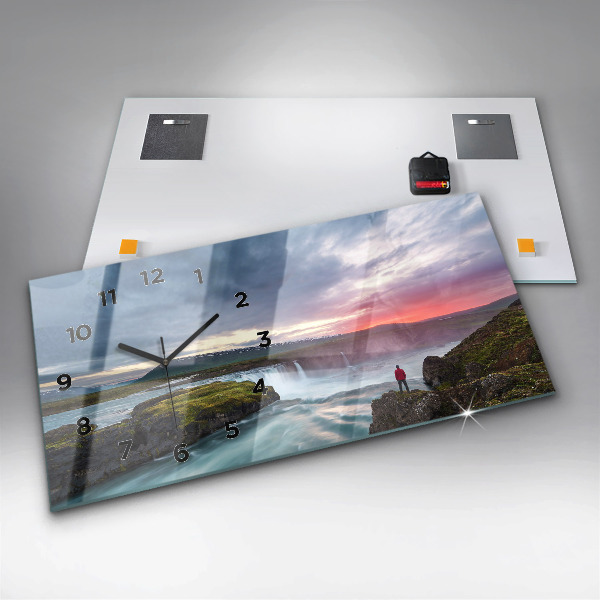 Zegar ścienny poziomy Krajobraz z wodospadem