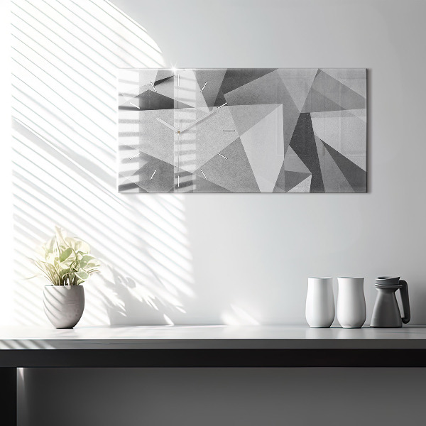 Zegar szklany poziomy Szara Geometryczna Abstrakcja
