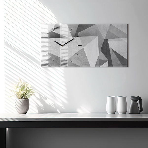 Zegar szklany poziomy Szara Geometryczna Abstrakcja