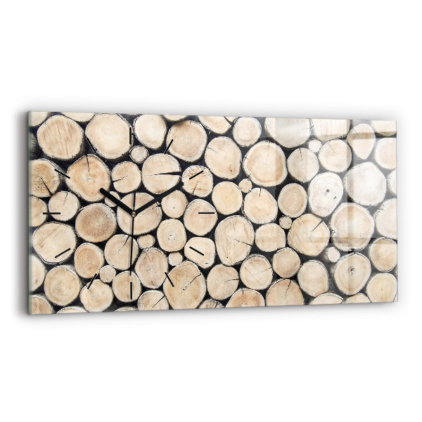 Zegar ścienny poziomy Ścięte drzewa pieńki