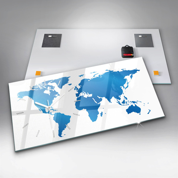 Zegar ścienny poziomy Mapa świata