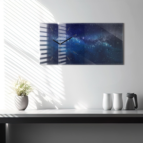Zegar ścienny poziomy Ciemne niebo gwiazdy