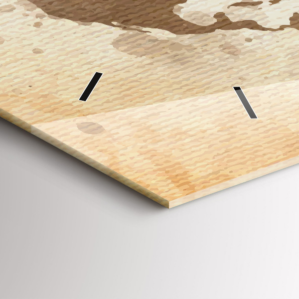 Zegar ścienny poziomy Namalowana mapa świata