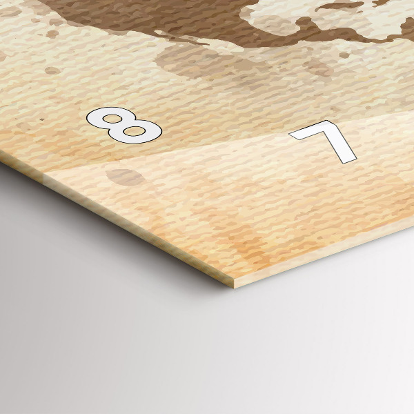 Zegar ścienny poziomy Namalowana mapa świata