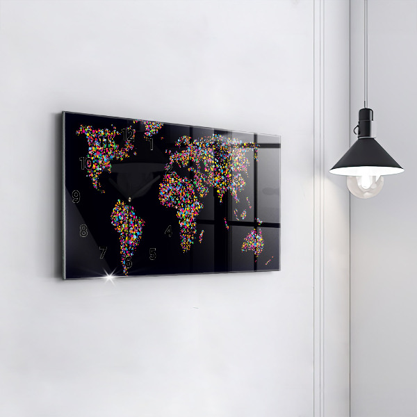 Zegar ścienny poziomy Mapa świata z kropek