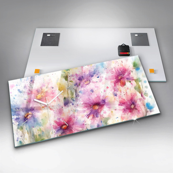 Zegar poziomy Kwiaty malowane