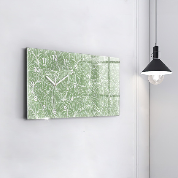Zegar poziomy Liście natura wzór