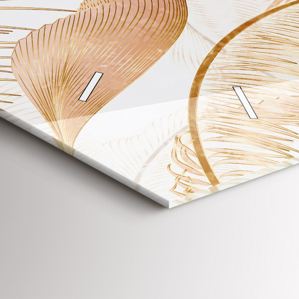 Zegar szklany poziomy Wzór liści natura