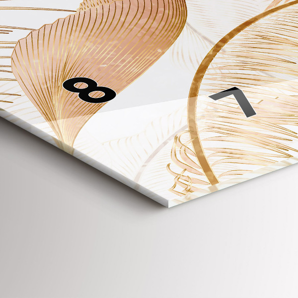 Zegar szklany poziomy Wzór liści natura