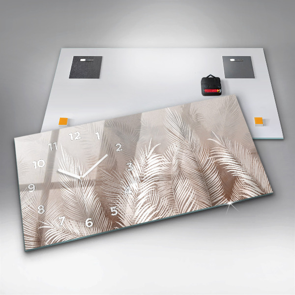 Zegar szklany poziomy Tropikalne liście