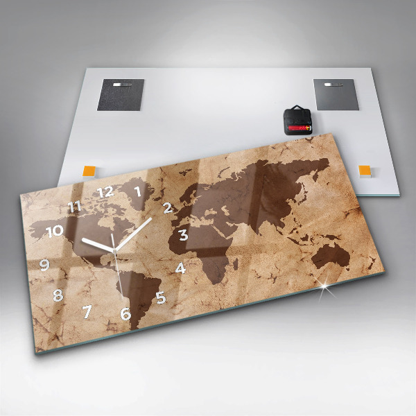 Zegar ścienny poziomy Vintage mapa świata