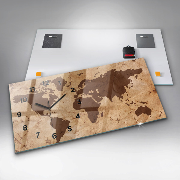 Zegar ścienny poziomy Vintage mapa świata