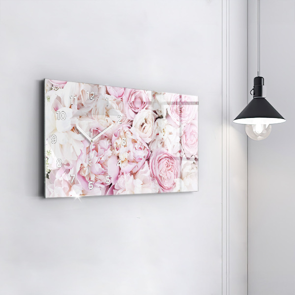 Zegar szklany poziomy Dekoracyjne kwiaty