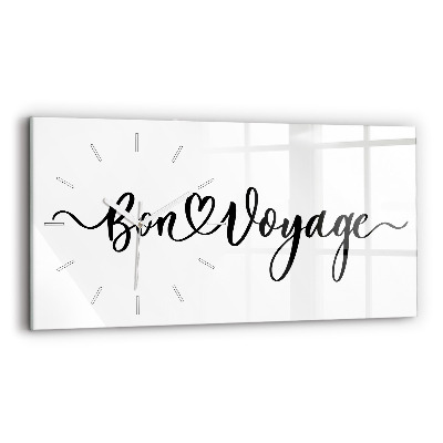 Zegar szklany poziomy Napis Bon voyage