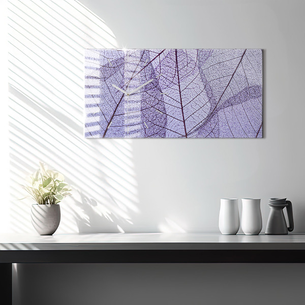 Zegar szklany poziomy Liście natura