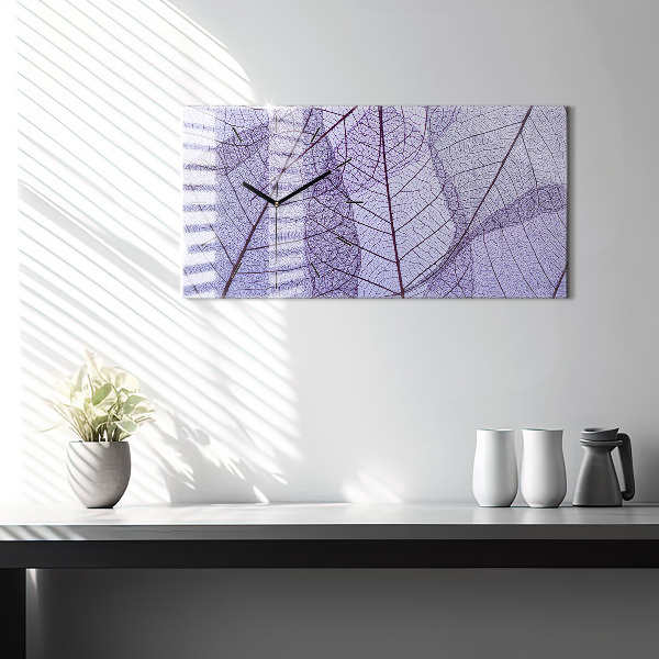 Zegar szklany poziomy Liście natura