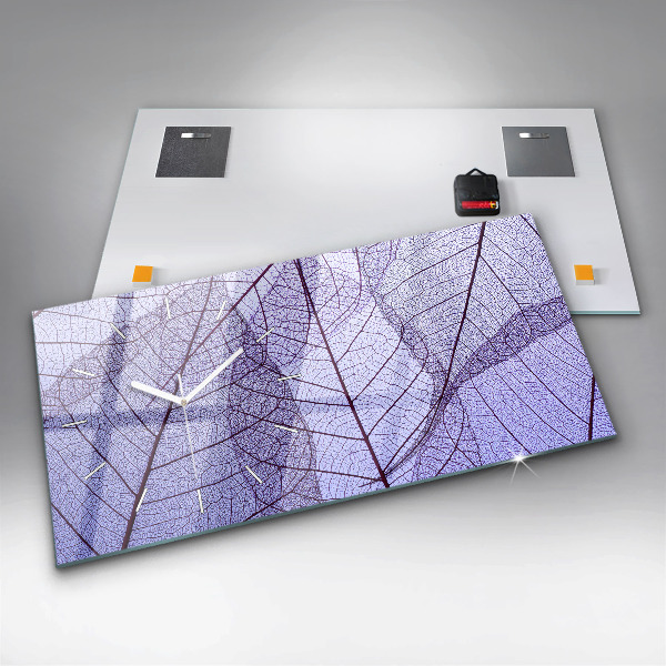 Zegar szklany poziomy Liście natura