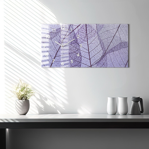 Zegar szklany poziomy Liście natura