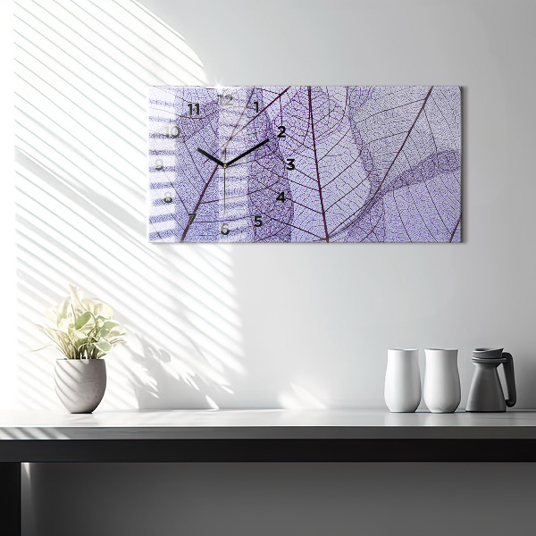 Zegar szklany poziomy Liście natura