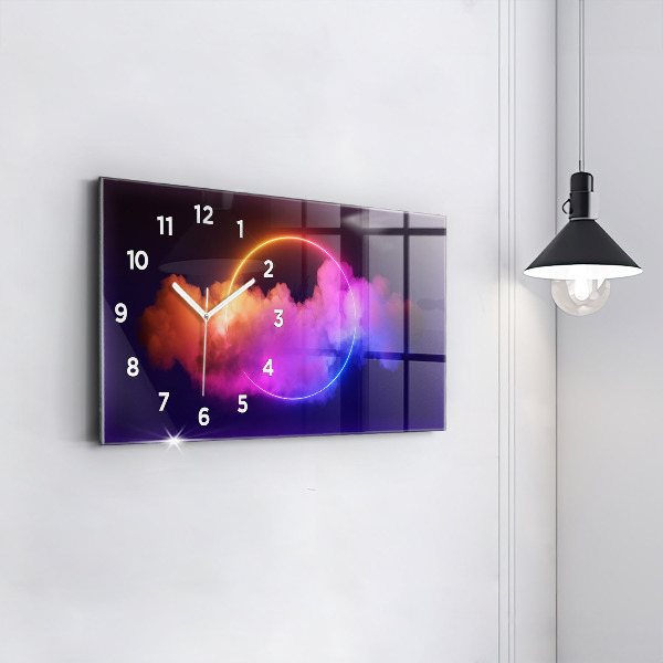 Zegar szklany poziomy 3D dym abstrakcja