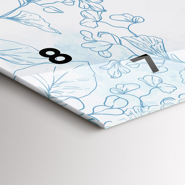 Zegar szklany poziomy Szkic roślin