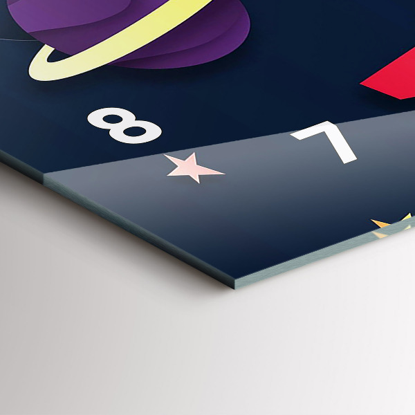 Zegar szklany poziomy Dziecięcy kosmos