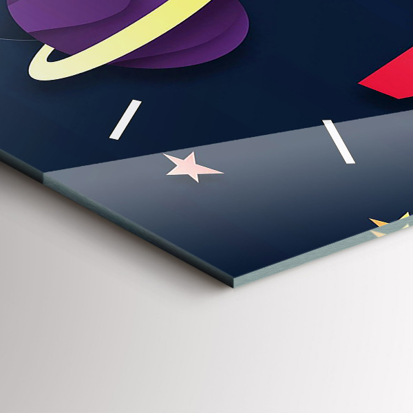 Zegar szklany poziomy Dziecięcy kosmos