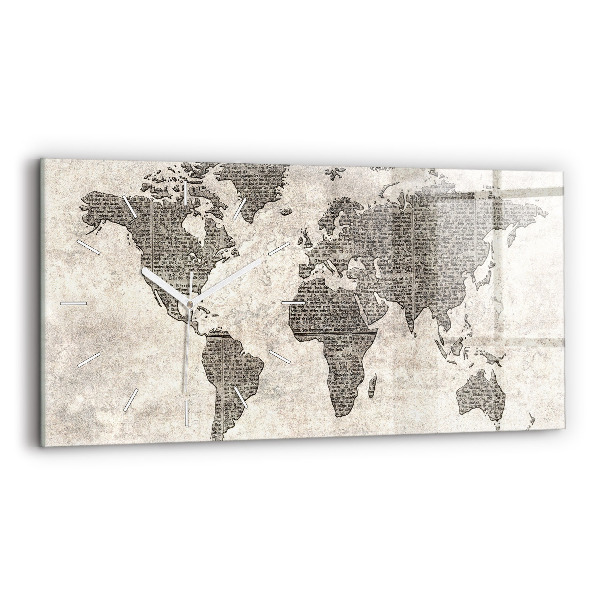 Zegar szklany poziomy Mapa świata gazeta