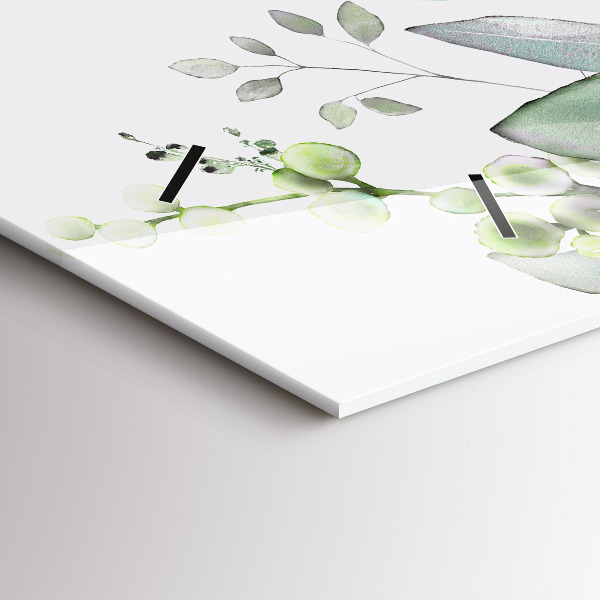 Zegar szklany poziomy Rośliny liście