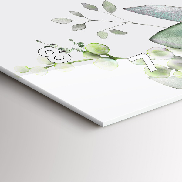 Zegar szklany poziomy Rośliny liście