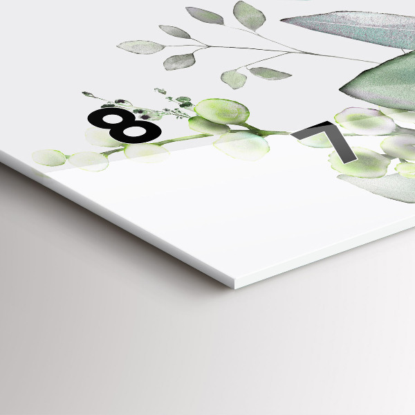 Zegar szklany poziomy Rośliny liście