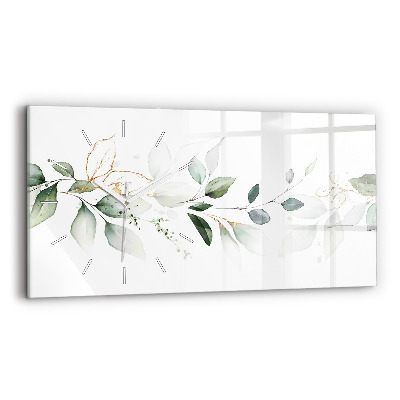 Zegar szklany poziomy Abstrakcja liście