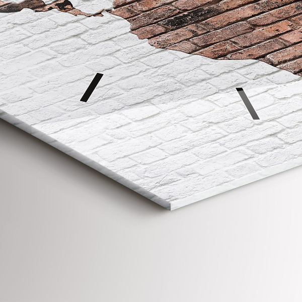 Zegar szklany poziomy Ceglana mapa świata