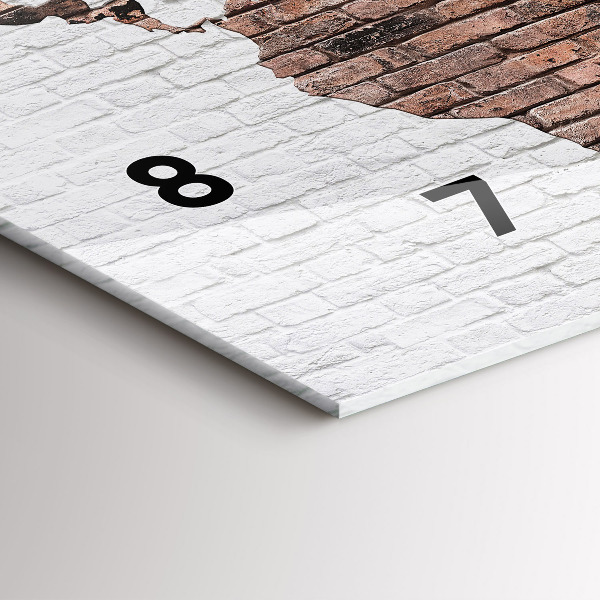 Zegar szklany poziomy Ceglana mapa świata