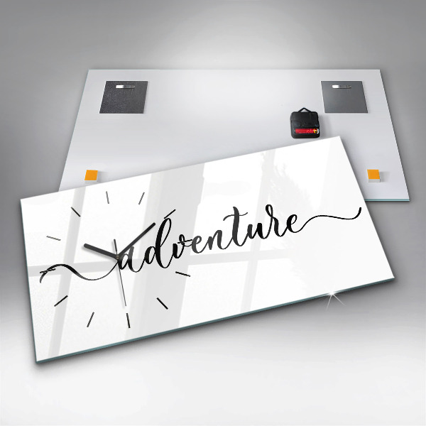 Zegar szklany poziomy Napis przygoda