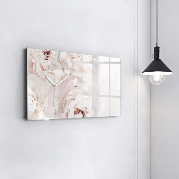 Zegar szklany poziomy Kwiaty piwonii
