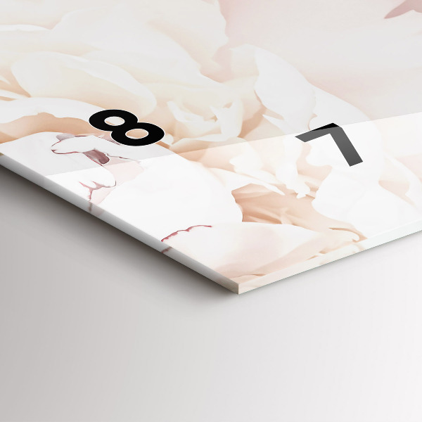 Zegar szklany poziomy Kwiaty piwonii